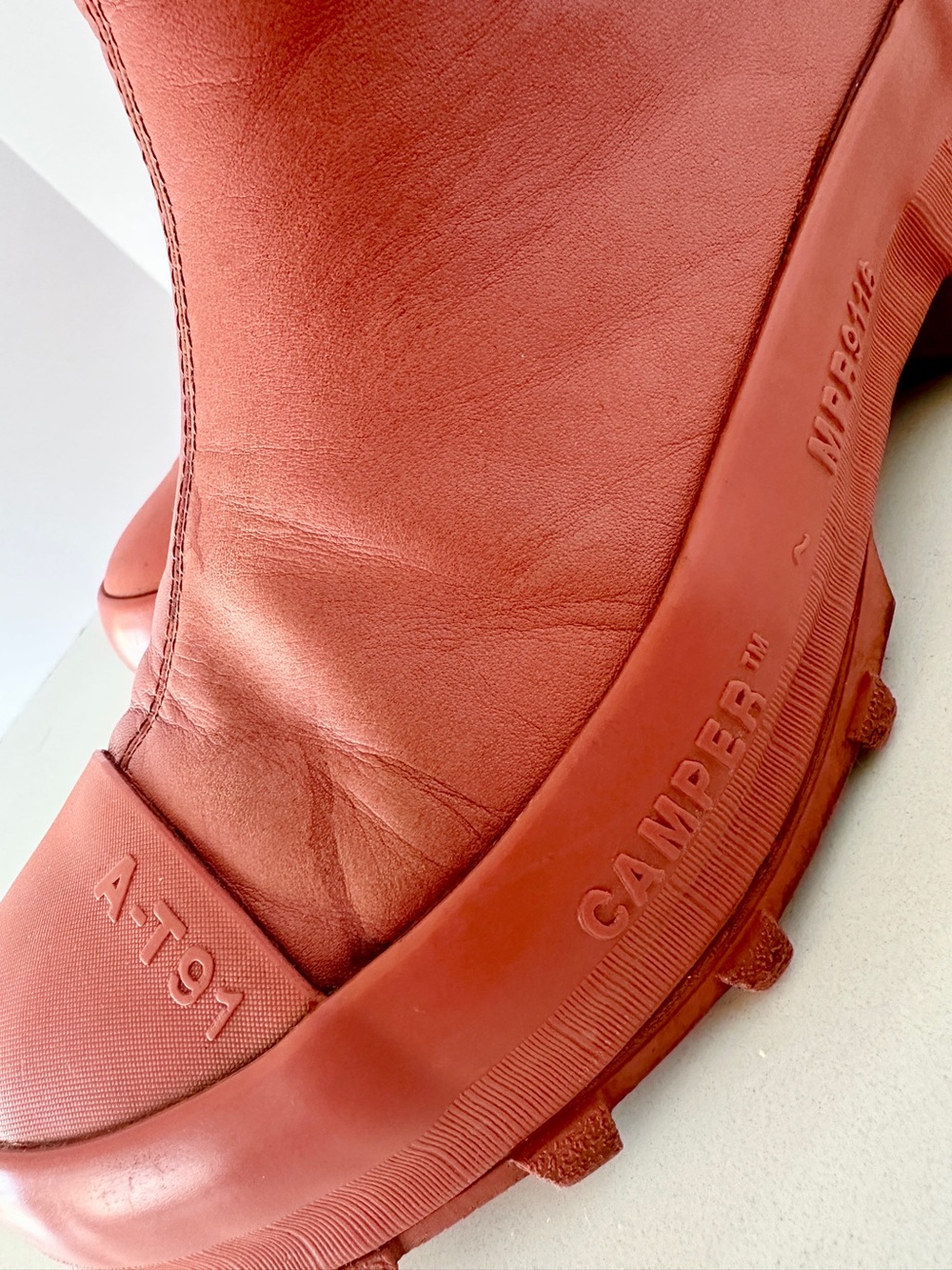 Camper Traktori Boot In Vulcanized Red Calfskin Leather EU 38 CamperLab - Picture 13 of 16